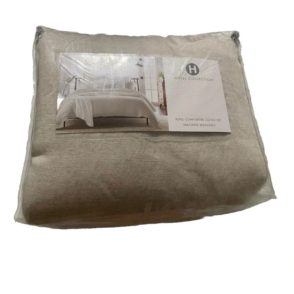 HOTEL COLLECTION Linen/Modal® Blend 3-Pc. King Duvet Cover Set (beige)